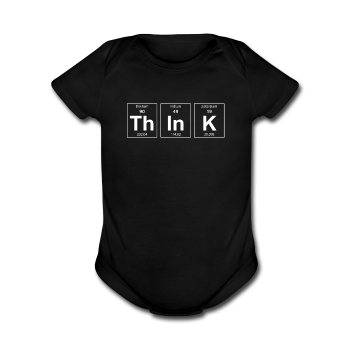 "ThInK" (white) - Baby Short Sleeve One Piece black / Newborn - LabRatGifts - 1
