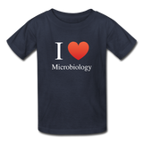 "I ♥ Microbiology" (white) - Kids' T-Shirt navy / XS - LabRatGifts - 4
