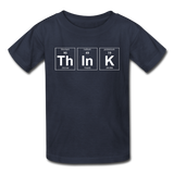 "ThInK" (white) - Kids' T-Shirt navy / XS - LabRatGifts - 4