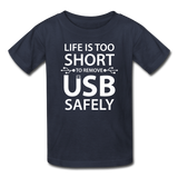 "Life is too Short" (white) - Kids' T-Shirt navy / XS - LabRatGifts - 2
