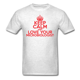 "Keep Calm and Love Your Microbiologist" (red) - Men's T-Shirt light oxford / S - LabRatGifts - 2