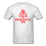"Keep Calm and Research On" (red) - Men's T-Shirt light oxford / S - LabRatGifts - 2