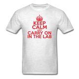 "Keep Calm and Carry On in the Lab" (red) - Men's T-Shirt light oxford / S - LabRatGifts - 2