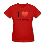 "I ♥ Microbiology" (black) - Women's T-Shirt red / S - LabRatGifts - 8