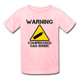 "Warning Compressed Gas Inside" - Kids' T-Shirt pink / XS - LabRatGifts - 3