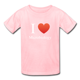 "I ♥ Microbiology" (white) - Kids' T-Shirt pink / XS - LabRatGifts - 2