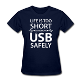 "Life is too Short" (white) - Women's T-Shirt navy / S - LabRatGifts - 2
