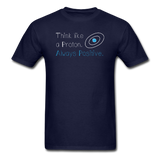 "Think like a Proton" (white) - Men's T-Shirt navy / S - LabRatGifts - 2