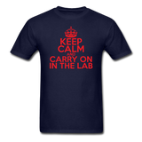 "Keep Calm and Carry On in the Lab" (red) - Men's T-Shirt navy / S - LabRatGifts - 12