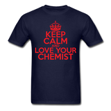 "Keep Calm and Love Your Chemist" (red) - Men's T-Shirt navy / S - LabRatGifts - 12