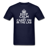 "Keep Calm and Carry On in the Lab" (white) - Men's T-Shirt navy / S - LabRatGifts - 8