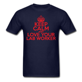 "Keep Calm and Love Your Lab Worker" (red) - Men's T-Shirt navy / S - LabRatGifts - 12