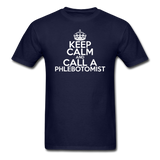 "Keep Calm and Call A Phlebotomist" (white) - Men's T-Shirt navy / S - LabRatGifts - 8
