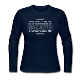 "Skeleton Inside Me" - Women's Long Sleeve T-Shirt navy / S - LabRatGifts - 3