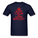 "Keep Calm and Love Biology" (red) - Men's T-Shirt navy / S - LabRatGifts - 12