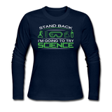 "Stand Back" - Women's Long Sleeve T-Shirt navy / S - LabRatGifts - 2