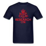 "Keep Calm and Research On" (red) - Men's T-Shirt navy / S - LabRatGifts - 13