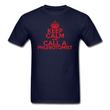 "Keep Calm and Call A Phlebotomist" (red) - Men's T-Shirt navy / S - LabRatGifts - 12
