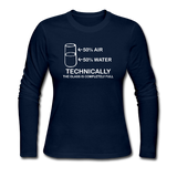 "Technically the Glass is Full" - Women's Long Sleeve T-Shirt navy / S - LabRatGifts - 1