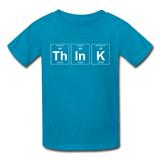 "ThInK" (white) - Kids' T-Shirt turquoise / XS - LabRatGifts - 3