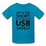 "Life is too Short" (black) - Kids' T-Shirt turquoise / XS - LabRatGifts - 1
