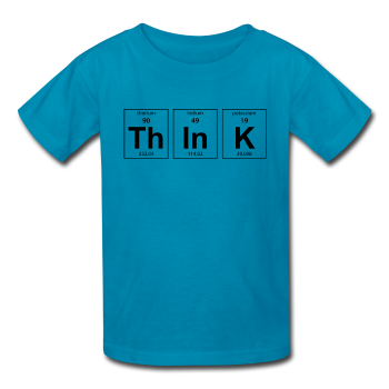"ThInK" (black) - Kids' T-Shirt turquoise / XS - LabRatGifts - 2