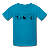 "ThInK" (black) - Kids' T-Shirt turquoise / XS - LabRatGifts - 2