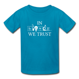"In Science We Trust" (white) - Kids' T-Shirt turquoise / XS - LabRatGifts - 3