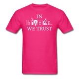 "In Science We Trust" (white) - Men's T-Shirt fuchsia / S - LabRatGifts - 10