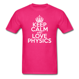 "Keep Calm and Love Physics" (white) - Men's T-Shirt fuchsia / S - LabRatGifts - 4