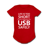 "Life is too Short" (white) - Baby Short Sleeve One Piece red / Newborn - LabRatGifts - 2