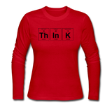 "ThInK" (black) - Women's Long Sleeve T-Shirt red / S - LabRatGifts - 4