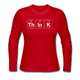 "ThInK" (white) - Women's Long Sleeve T-Shirt red / S - LabRatGifts - 2