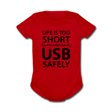 "Life is too Short" (black) - Baby Short Sleeve One Piece red / Newborn - LabRatGifts - 5