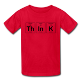 "ThInK" (black) - Kids' T-Shirt red / XS - LabRatGifts - 4