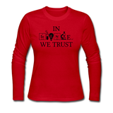 "In Science We Trust" (black) - Women's Long Sleeve T-Shirt red / S - LabRatGifts - 4