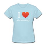 "I ♥ Microbiology" (white) - Women's T-Shirt powder blue / S - LabRatGifts - 9