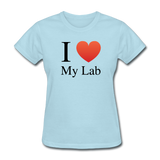"I ♥ My Lab" (black) - Women's T-Shirt powder blue / S - LabRatGifts - 5