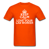 "Keep Calm and Love Your Lab Worker" (white) - Men's T-Shirt orange / S - LabRatGifts - 5