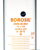 Graduated Measuring Cylinder Hexagonal Base - 2000 mL Borosilicate - CS/4