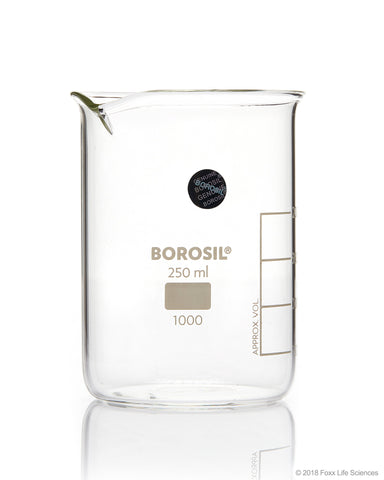Borosil® Beaker Griffin Low Form with Spout Graduated ISO 3819 Borosilicate 250mL CS/40