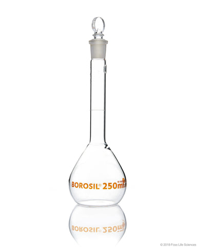 Volumetric Flask - Wide Neck - With Glass I/C Stopper - Class A with Batch certificate - 250mL