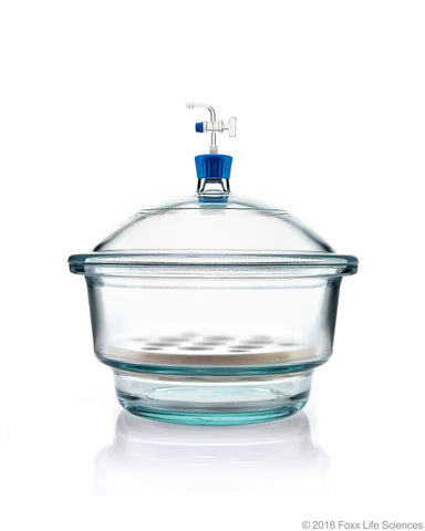 Borosil® Desiccator Vacuum - Stopcock with PTFE spindle and Porcelain plate - 300 mm - Borosilicate