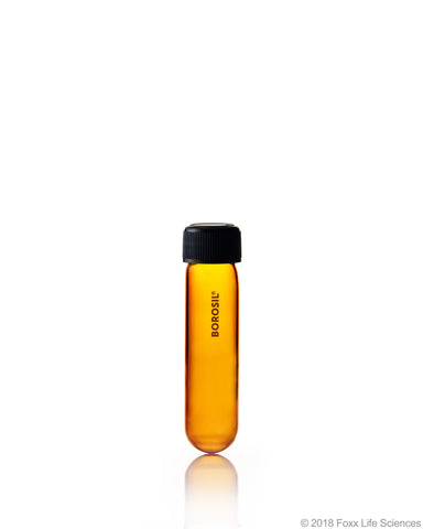 Borosil® Amber Culture Tubes Media Flat Bottom PP cap with Liner 30 mL Borosilicate CS/100