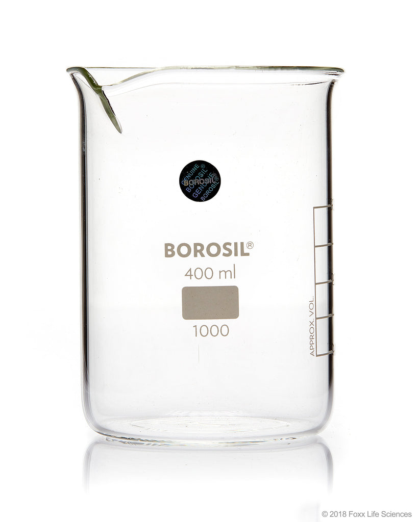 Borosil® Beaker Griffin Low Form with Spout Graduated ISO 3819 Borosilicate 400mL CS/40