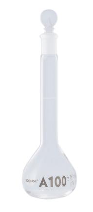 Borosil® Flasks, Volumetric, Class A, WM, Clear, I/C Glass Stopper, 20mL, 12/21, Batch Cert, CS/5