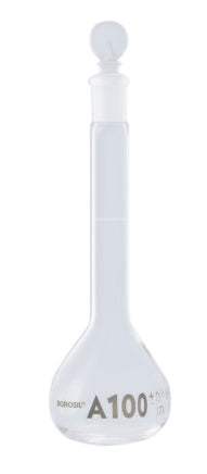 Borosil® Flasks, Volumetric, Class A, WM, Clear, Glass Stopper, 1L, Ind. Cert, CS/10