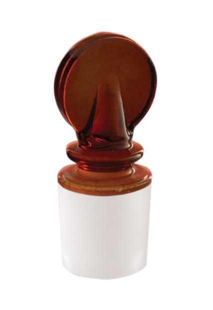 Borosil® Amber Solid Penny Head Glass Stopper, Interchangeable Ground Joint 10/19 CS/20