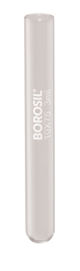 Borosil® Tubes, Test, Reusable, Plain End, 3mL, 10mm x 75mm (OD x H), CS/800