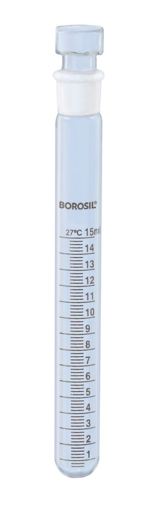 Borosil® Tubes, Test, Reusable, Graduated, Ground Glass with Stoppers, 20mL, 14/15, CS/10
